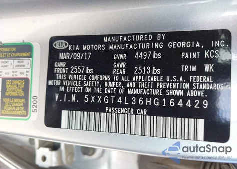 2017 Kia Optima Lx z USA, uszkodzony, nr VIN 5XXGT4L36HG164429